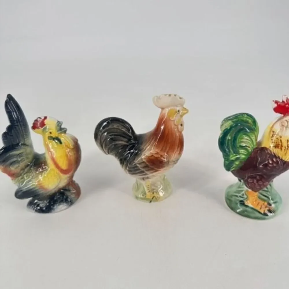 Vintage Rooster &‎ Hen Salt & Pepper Shakers plus bonus Made in Japan